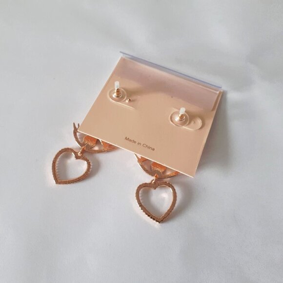 NWOT C&C California gold heart & evil eye earrings - Picture 7 of 7